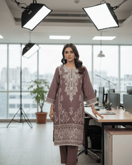 Elegant Embroidered Cotton Suit