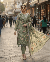 Elegant Embroidered Cotton Suit